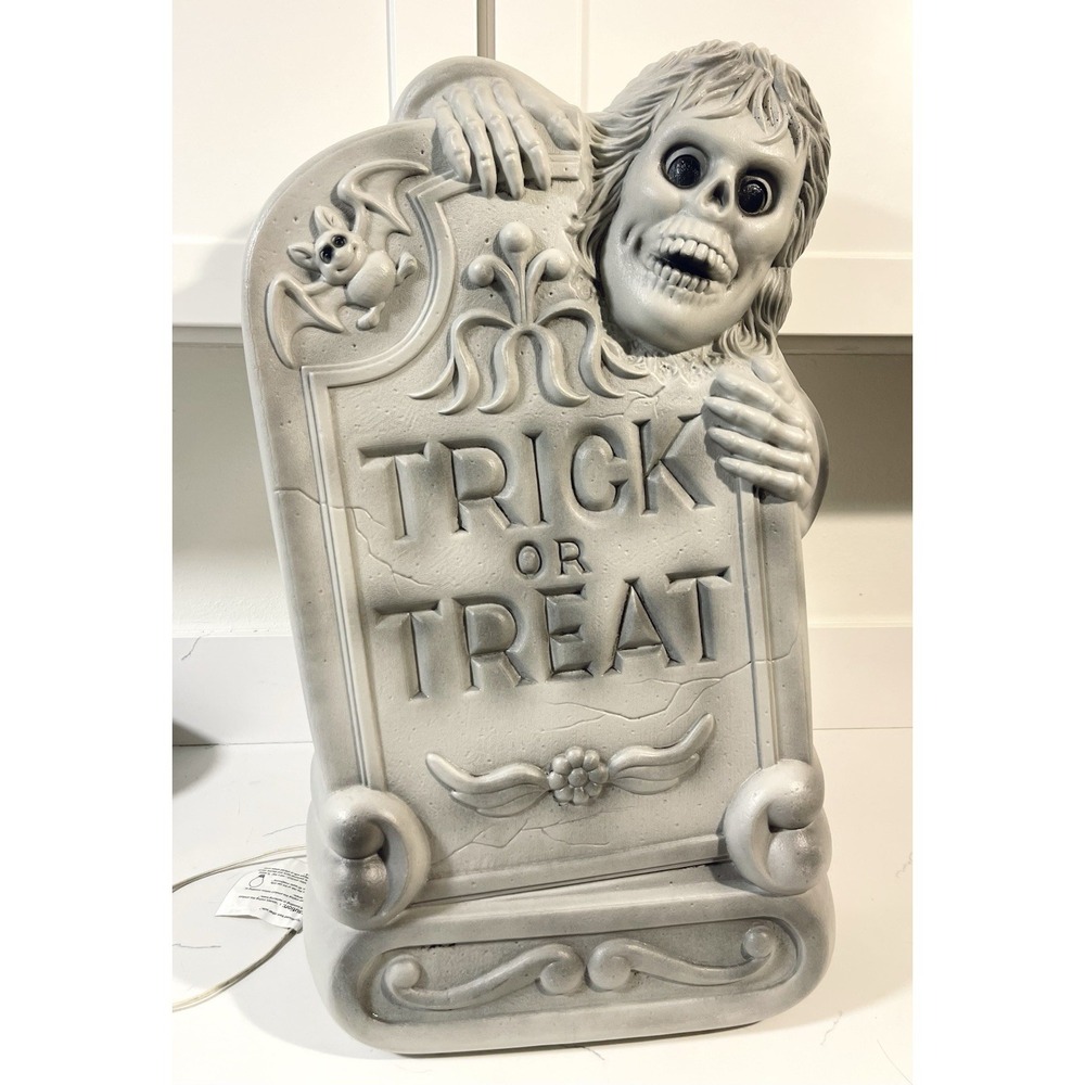 Vintage Halloween Blow Mold Trick Or Treat Tombstone General 28" Lighted‎